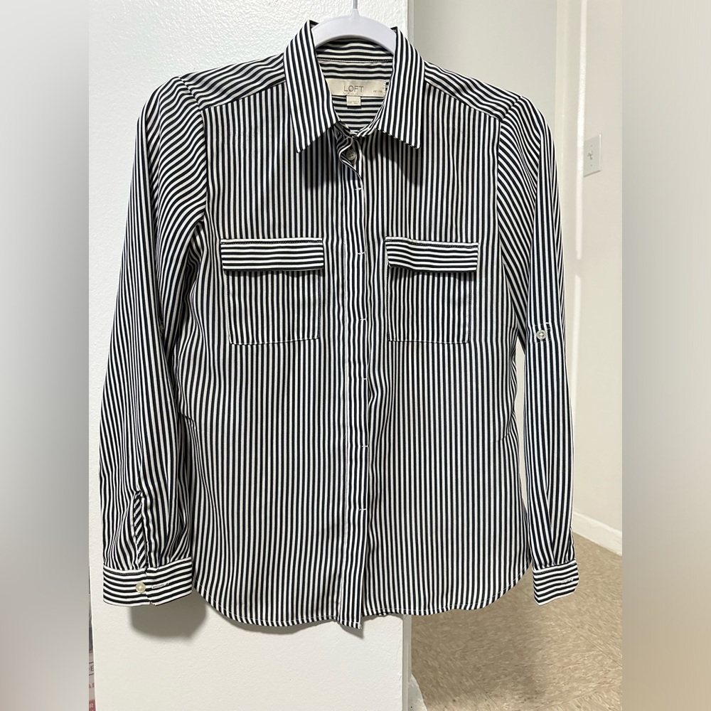 Loft Long Sleeve Striped Blouse